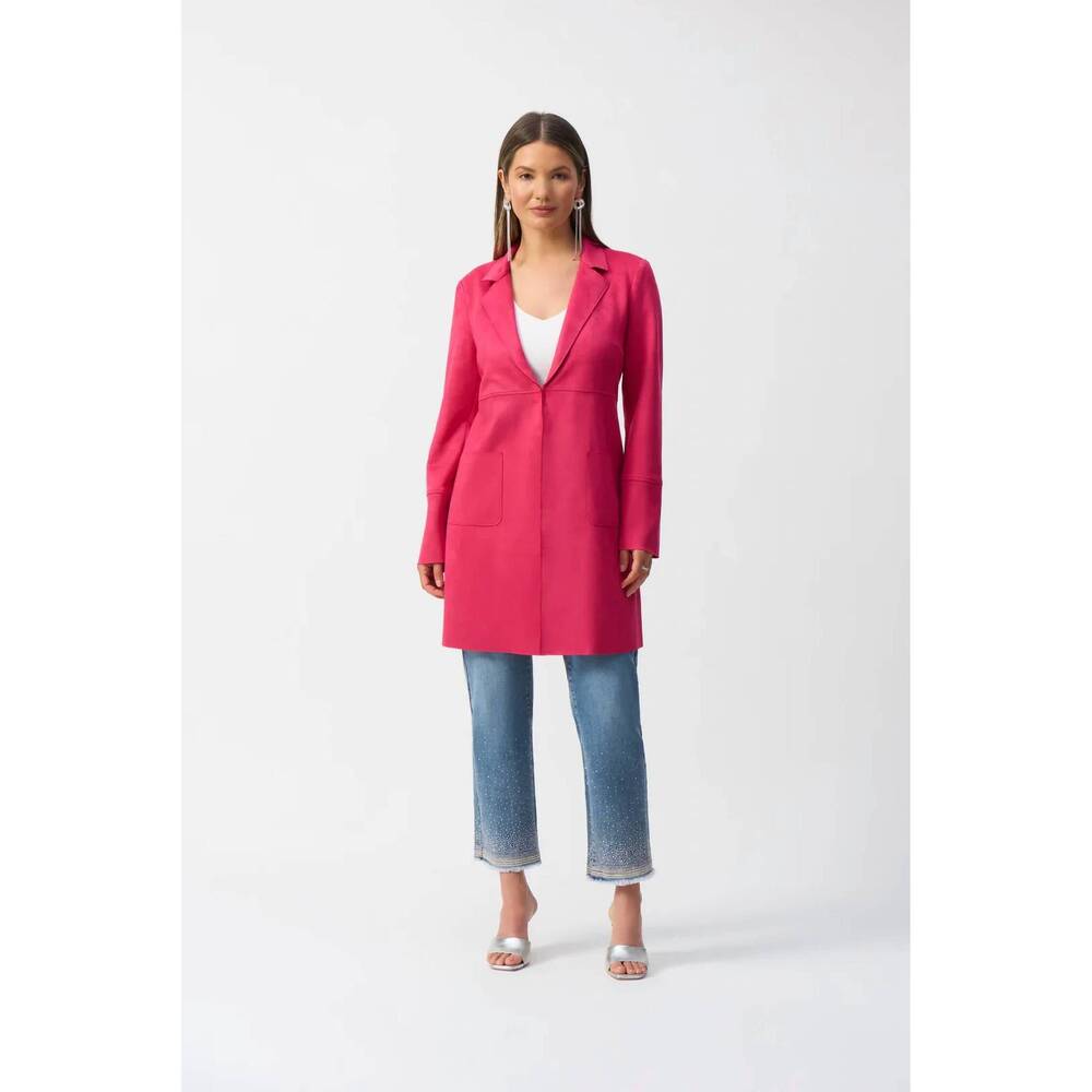NEW JOSEPH RIBKOFF scuba suede straight jacket in geranium